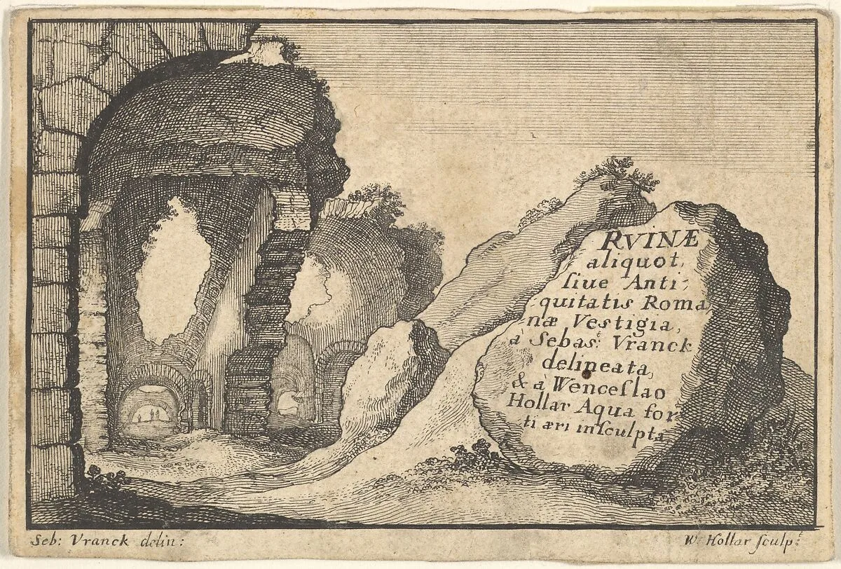 Roman Ruins, second version of title-page — Wenceslaus Hollar|Sebastiaen Vrancx