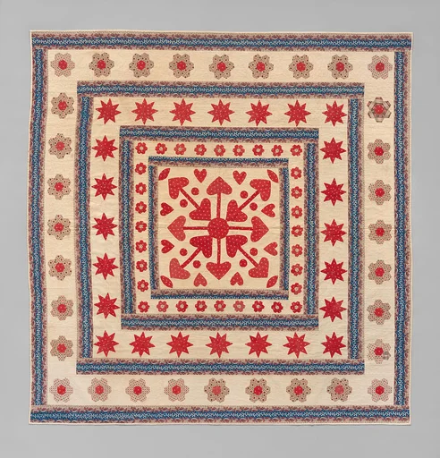 Hearts, Star of Lemoyne, and Honeycomb Quilt