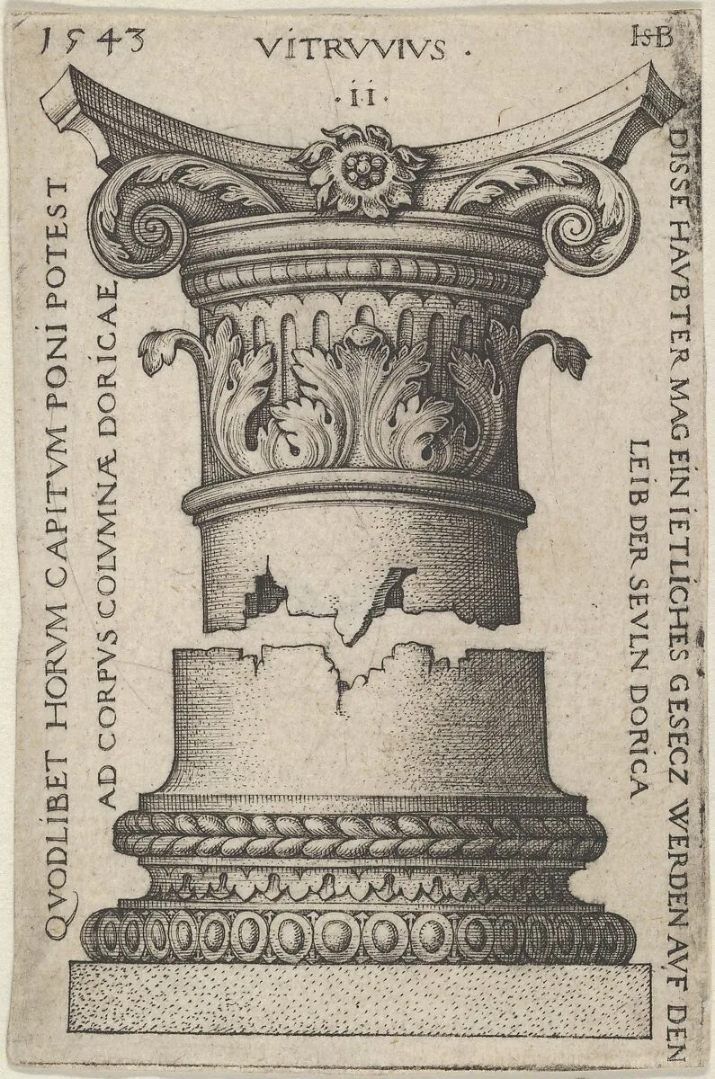 Capital and Base of a Column — Sebald Beham