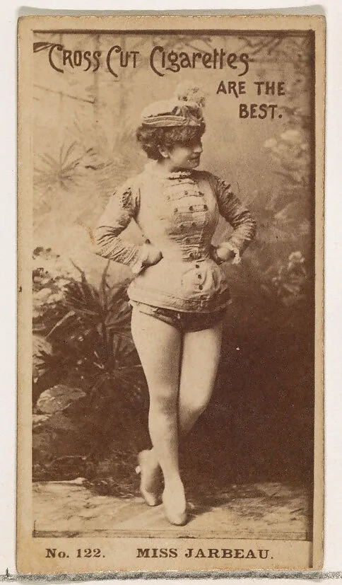 Card Number 122, Miss Jarbeau, from the Actors and Actresses series (N145-2) issued by Duke Sons & Co. to promote Cross Cut Cigarettes — W. Duke, Sons & Co.
