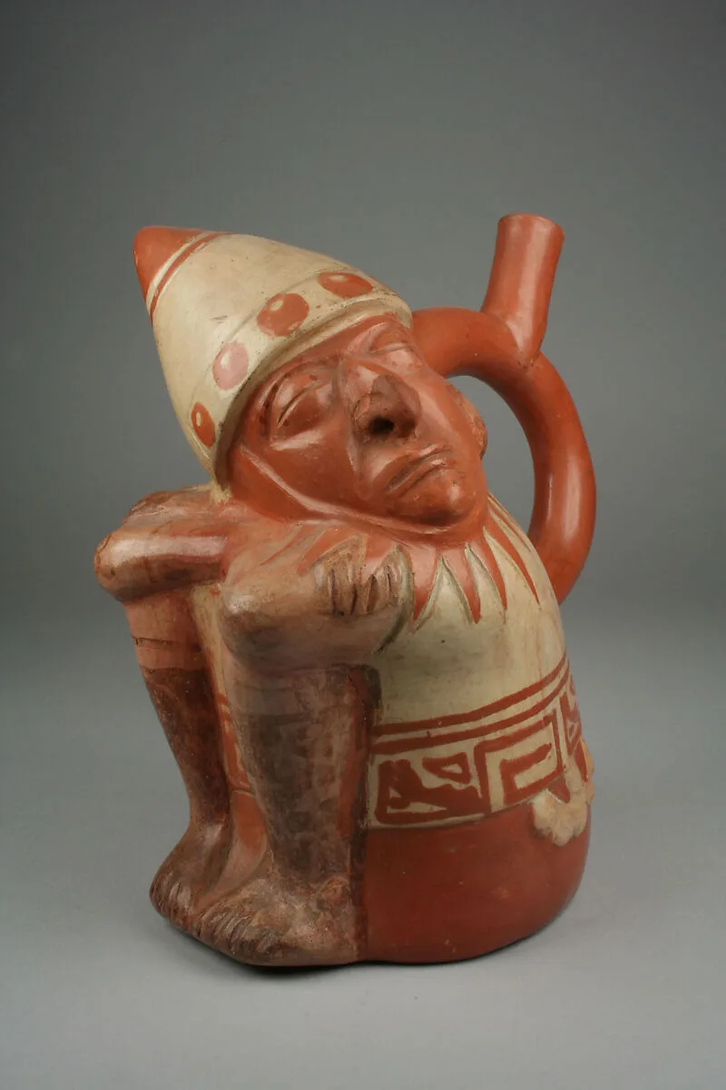 Stirrup Spout Bottle with Sleeping Warrior — Unknown