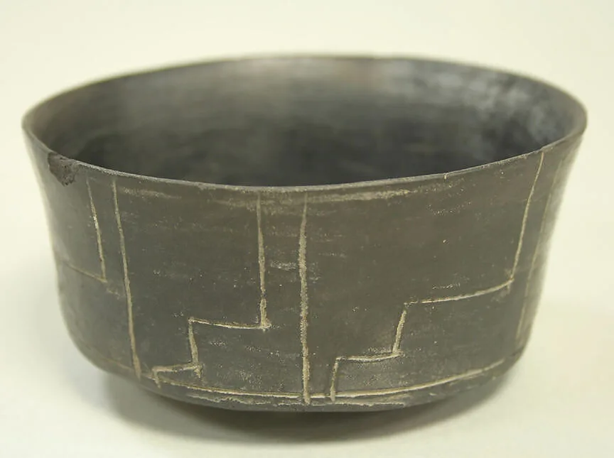 Blackware Bowl with Stepped Design — Unknown