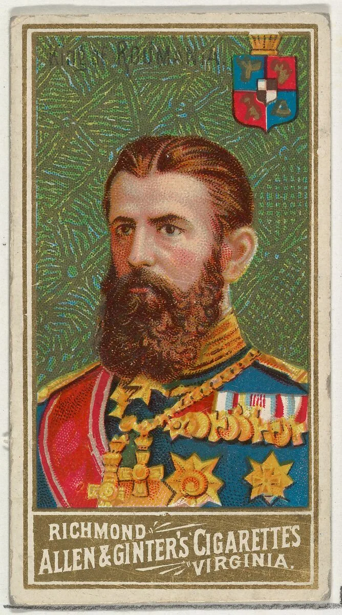 King of Romania, from World's Sovereigns series (N34) for Allen & Ginter Cigarettes — Allen & Ginter