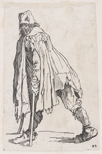 Reverse Copy of Le Mendiant aux Béquilles Coiffée d'un Chapeau et Vu de Dos (The Beggar with Crutches Wearing a Hat and Viewed from Behind), from Les Gueux suite appelée aussi Les Mendiants, Les Baroni, ou Les Barons (The Beggars, also called the Barons)