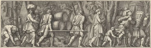 Plate 3: various figures transporting materials, walking to the right
