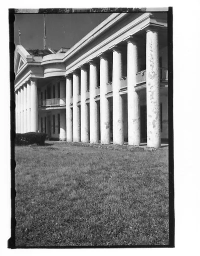 [Façade Detail of Large Greek Revival Building, Convent, Louisiana]