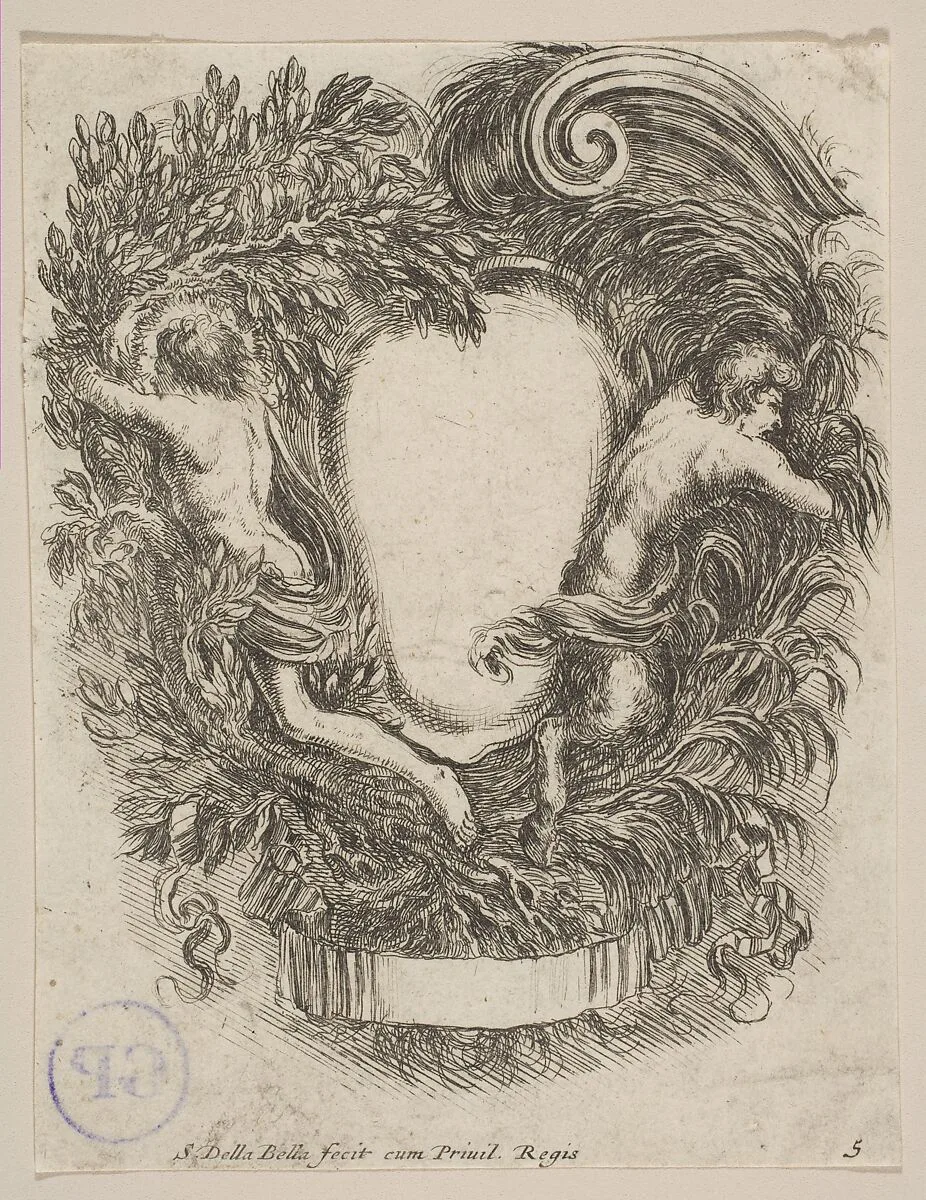 Cartouche Framed by Apollo and Pan — Stefano della Bella|La Veuve F. Langlois
