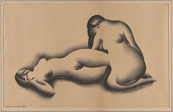 Two Nudes (Lithograph #26) — William Samuel Schwartz