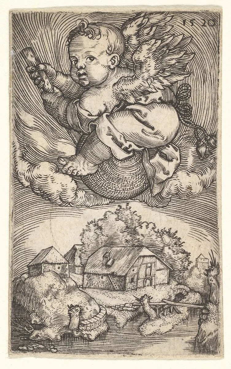 Genius on a Globe Floating in the Air — Barthel Beham