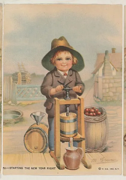 Starting The New Year Right, insert card from the Children, Holidays, Etc. series (D23), issued by the Weber Baking Company — Weber Baking Company