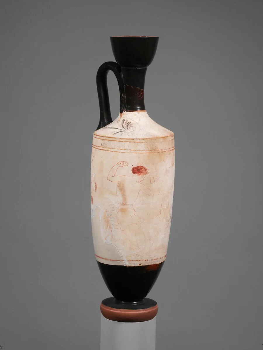 Terracotta lekythos (oil flask) — Quadrate Painter