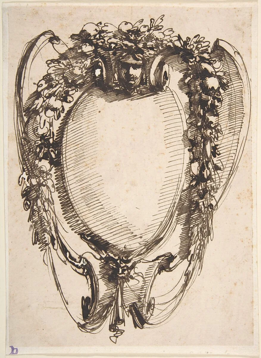Design for a Cartouche with Hanging Garlands — Carlo Bianconi