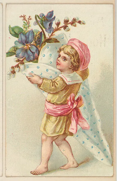 Girl carrying large bouquet of flowers, bakery card from the Picture Cards series (D63), issued by the Vienna Model Bakery — Vienna Model Bakery