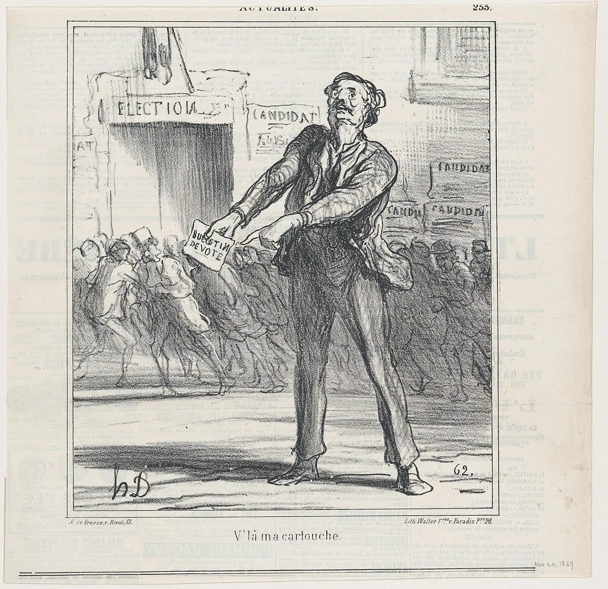 This is my "bullet," from 'News of the day,' published in Le Charivari, November 20, 1869 — Honoré Daumier|Walter Frères|Arnaud de Vresse