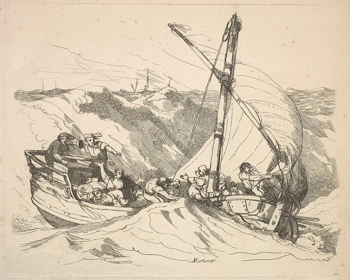 Boat in a Storm at Sea — Thomas Rowlandson|John Hamilton Mortimer