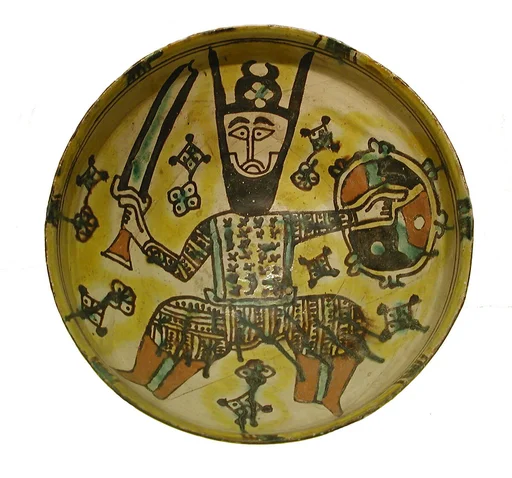 Bowl with a Man Holding a Sword and Shield