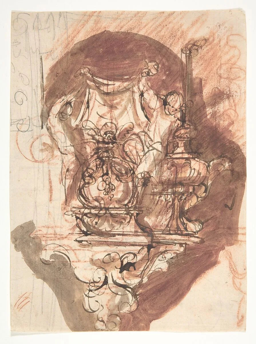 Design for a sepulchral monument; verso: Design for a sepulchral monument — Anonymous, Flemish, 17th century|Pieter Verbruggen the Younger|Michiel van der Voort