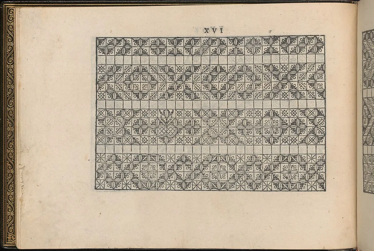 La Vera Perfettione del Disegno di varie sorti di recami, page 8 (verso) — Giovanni Ostaus|Giuseppe Salviati (Giuseppe Porta, called Il Salviati)