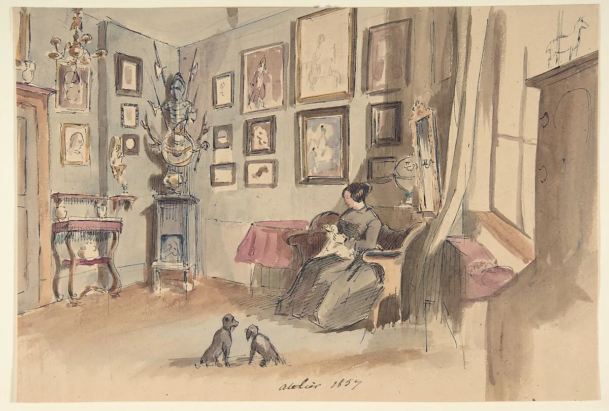 Drawing of an Interior: Atelier — Anonymous, French, 19th century