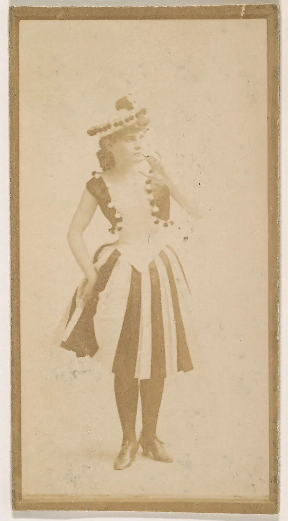 Actress wearing striped skirt, from the Actresses series (N664) promoting Old Fashion Fine Cut Tobacco — Unknown
