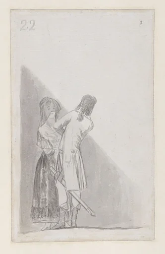 Maja and an officer; folio 22 (verso) from the Madrid Album 'B'