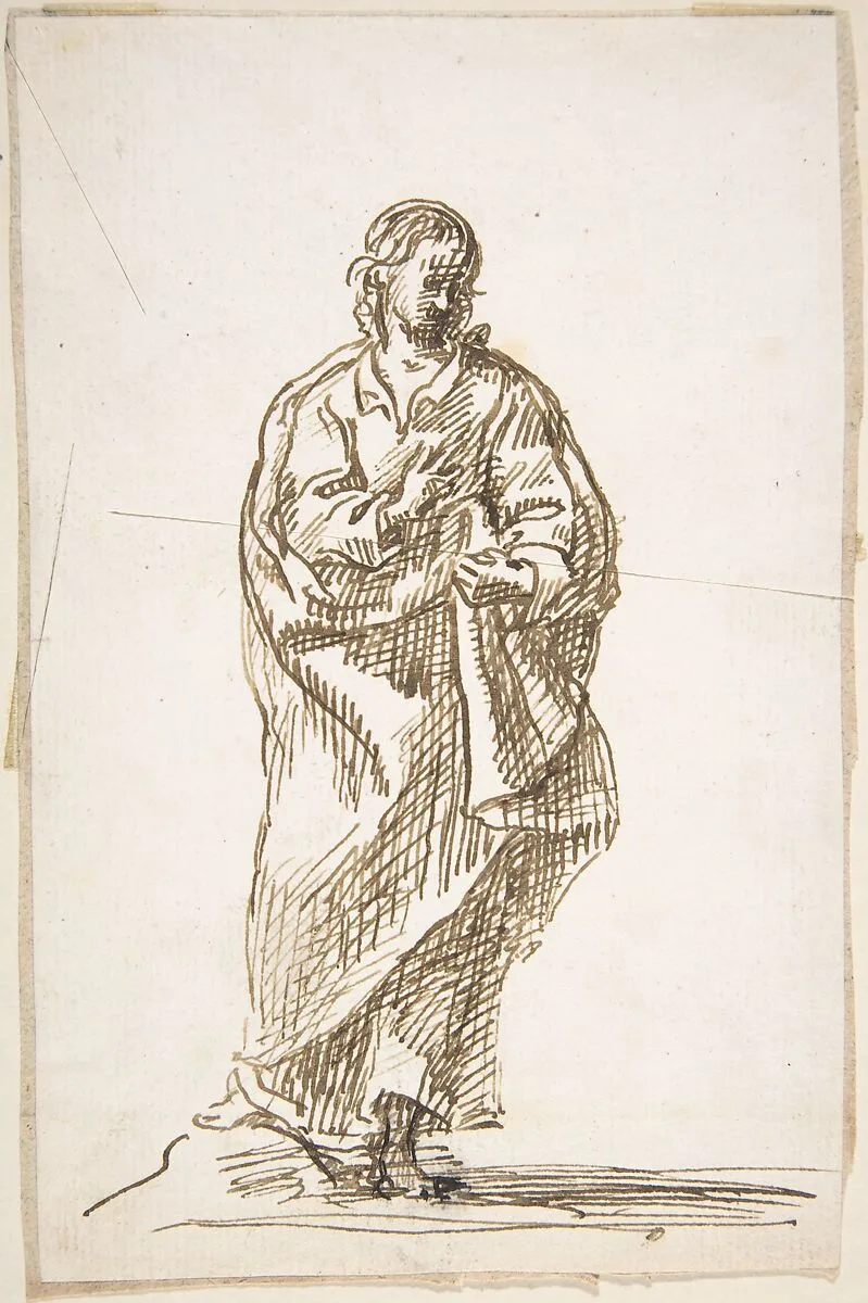 Standing Saint (Apostle?) — Pedro Duque Cornejo|Anonymous, Spanish, School of Seville, 17th century