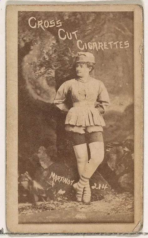 Card Number 214, Sadie Martinot, from the Actors and Actresses series (N145-1) issued by Duke Sons & Co. to promote Cross Cut Cigarettes — W. Duke, Sons & Co.