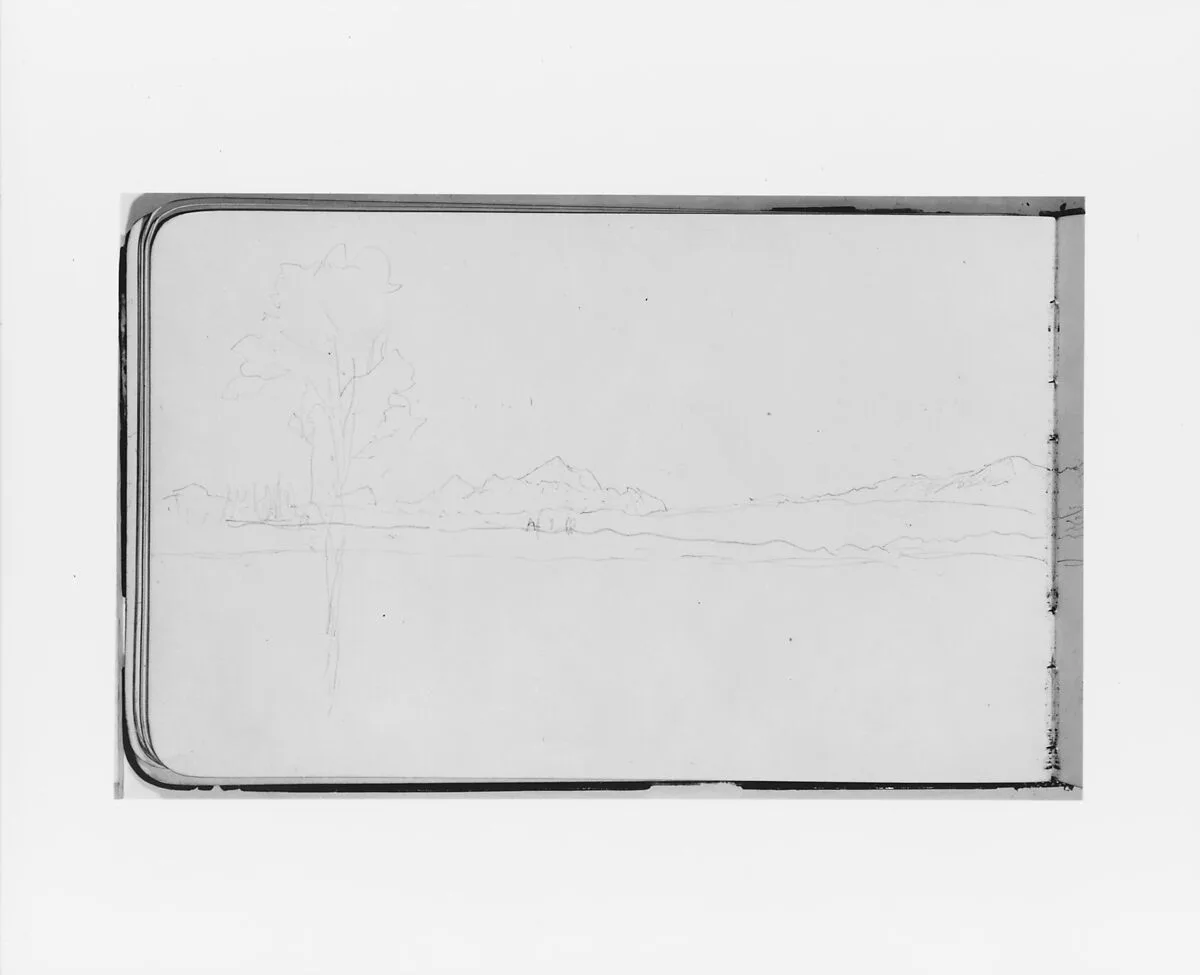 Sketch of Landscape Near Mount Baker (from Sketchbook) — Albert Bierstadt