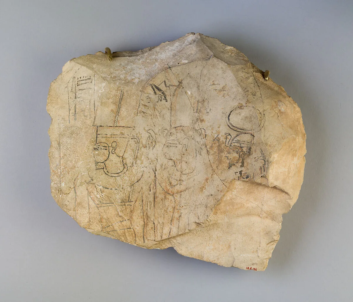Ostracon with Line Drawing of Theban Triad — Unknown