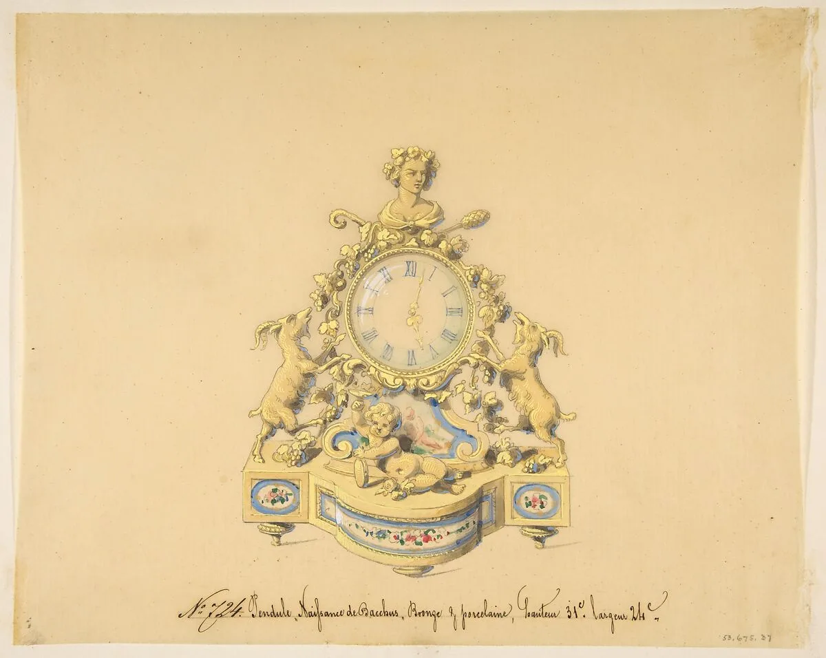 Design for a Clock: Birth of Bacchus — Anonymous, French, 19th century