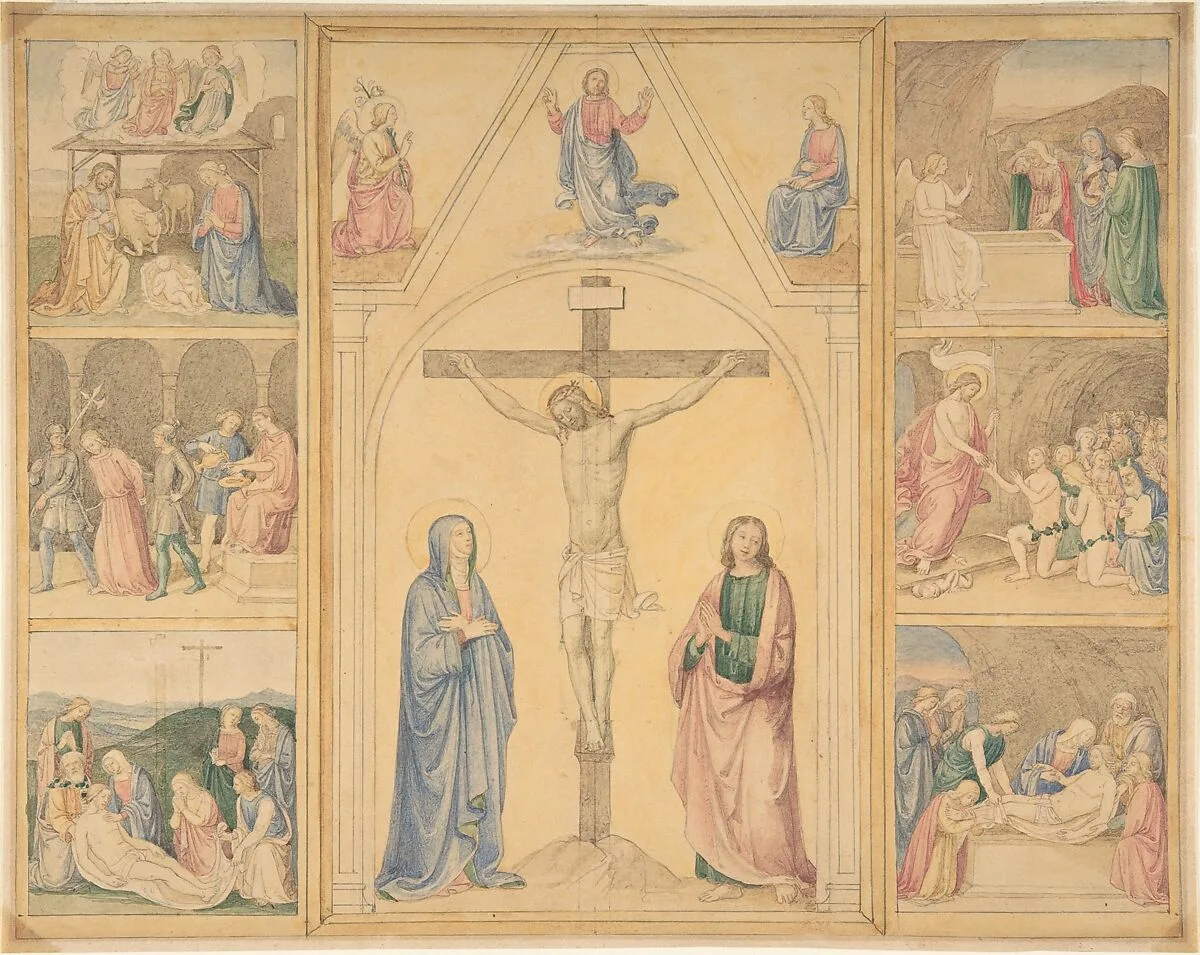 Christ on the Cross with Six Scenes from the Life of Christ — Eduard Jakob von Steinle