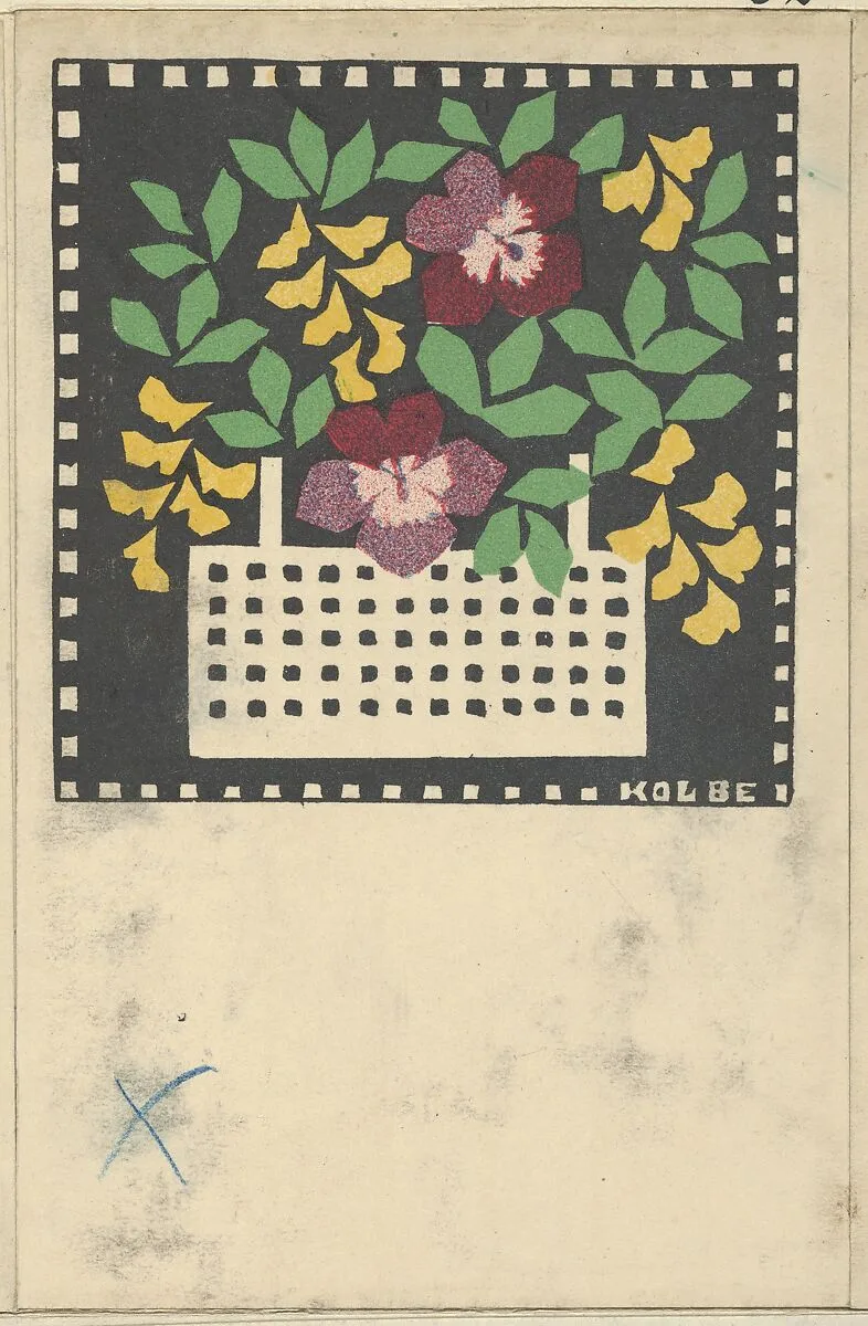 Basket of Flowers — Wiener Werkstätte|Leopoldine Kolbe
