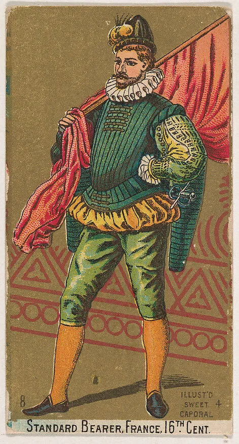 Standard Bearer, France, 16th Century, from the Military Series (N224) issued by Kinney Tobacco Company to promote Sweet Caporal Cigarettes — Kinney Brothers Tobacco Company