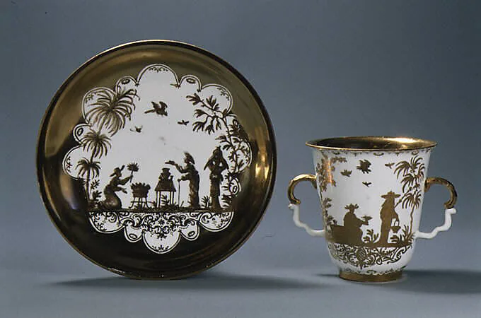 Two-handled beaker and saucer — Meissen Manufactory