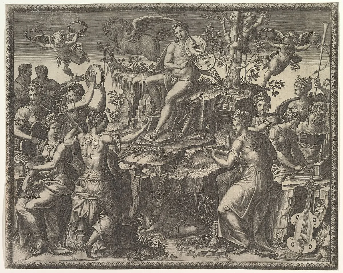 Apollo and the Muses — Giorgio Ghisi|Luca Penni