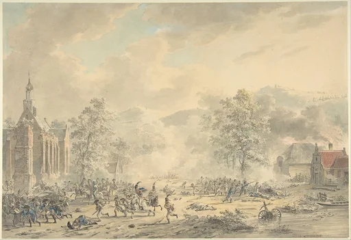 Battle Scene with Church at left