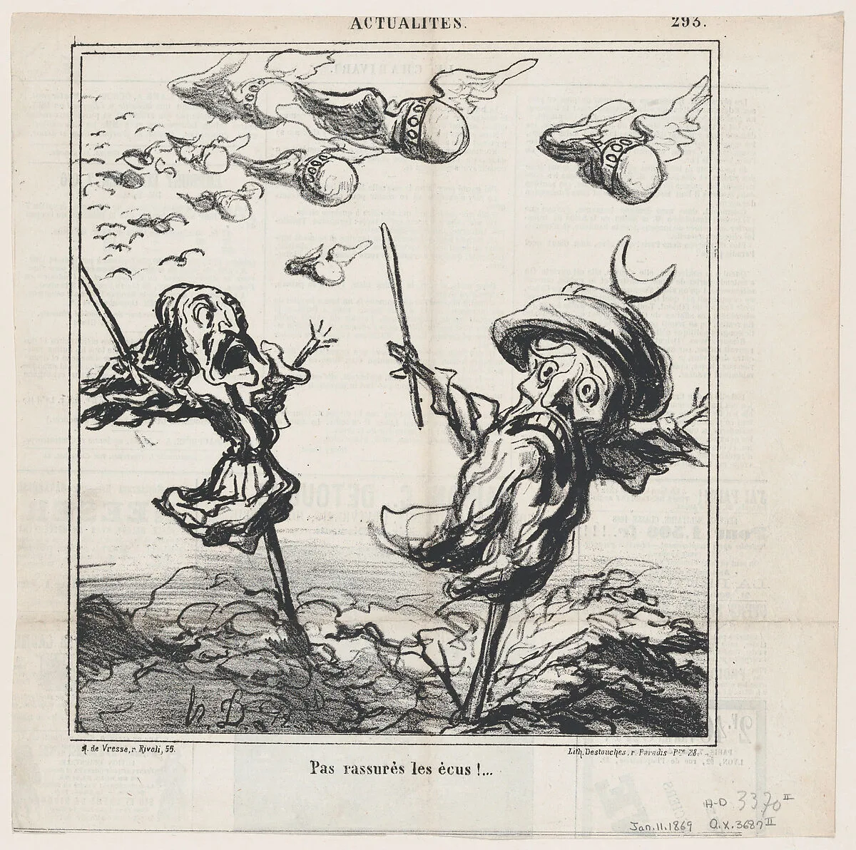 Not reassuring for the crowns!, from 'News of the day,' published in Le Charivari, January 11, 1869 — Honoré Daumier|Destouches|Arnaud de Vresse