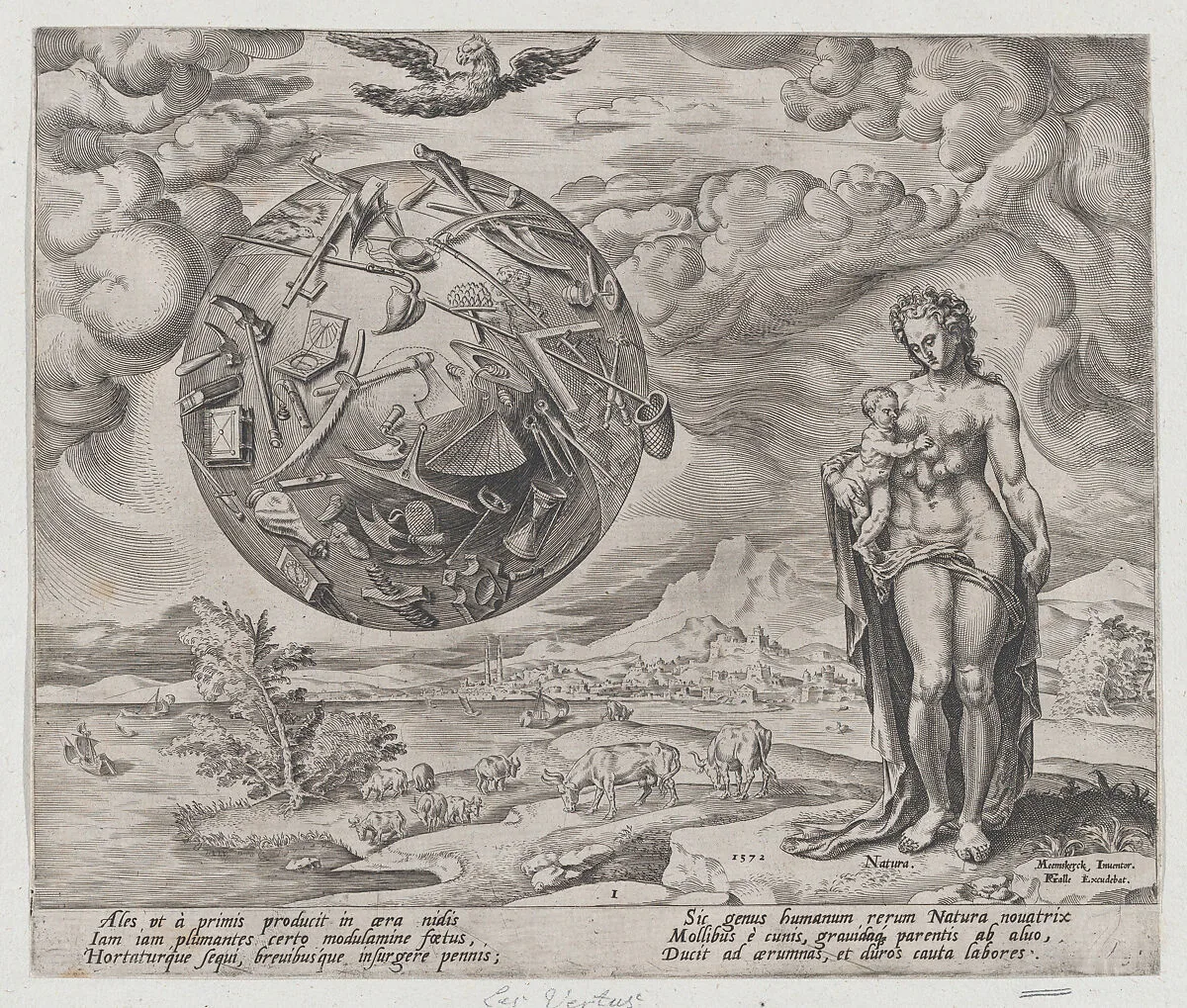 Man Born to Toil, from The Reward of Labour and Diligence, plate 1 — Philips Galle|Maarten van Heemskerck