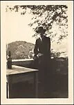 [André Maury with Hat, Cane, and Cigarette Leaning on Stone Wall, Cagnes, France]