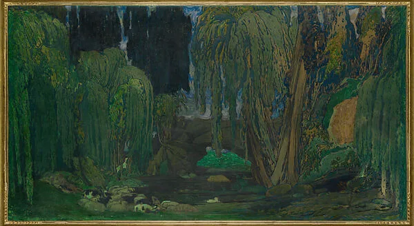 Design for the Set of the Ballet 'Narcisse', premiered at the Théâtre de Monte Carlo, 1911 — Léon Bakst