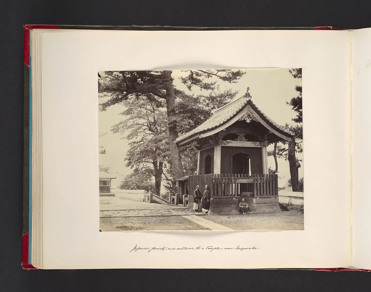 Japanese Priests and Entrance to a Temple, Near Nagasaki — John Thomson