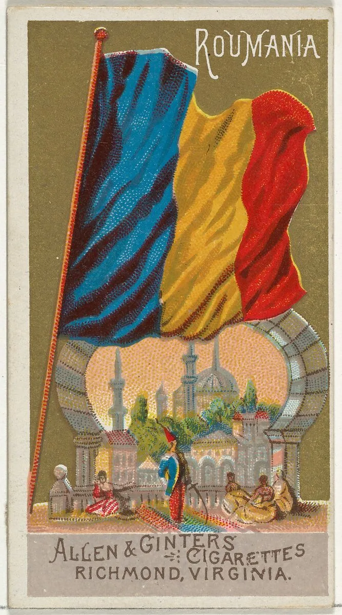 Romania, from Flags of All Nations, Series 1 (N9) for Allen & Ginter Cigarettes Brands — Allen & Ginter