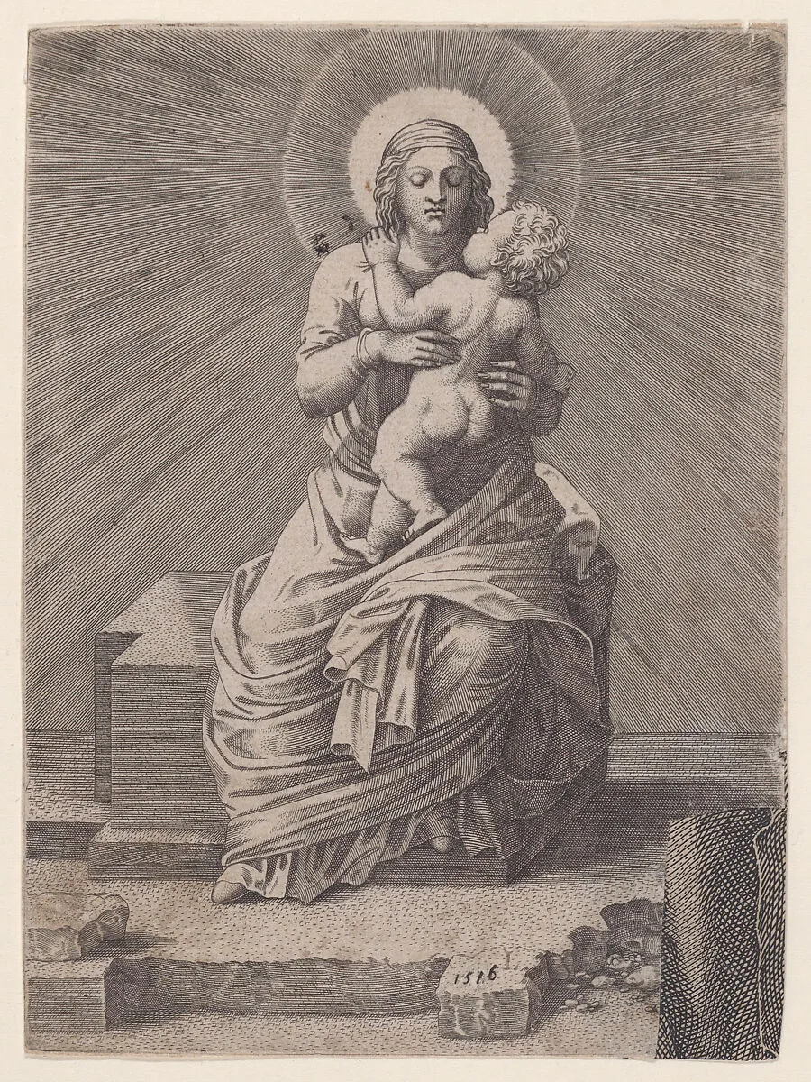 Virgin and Child Seated on a Stone Slab — Lambert Suavius