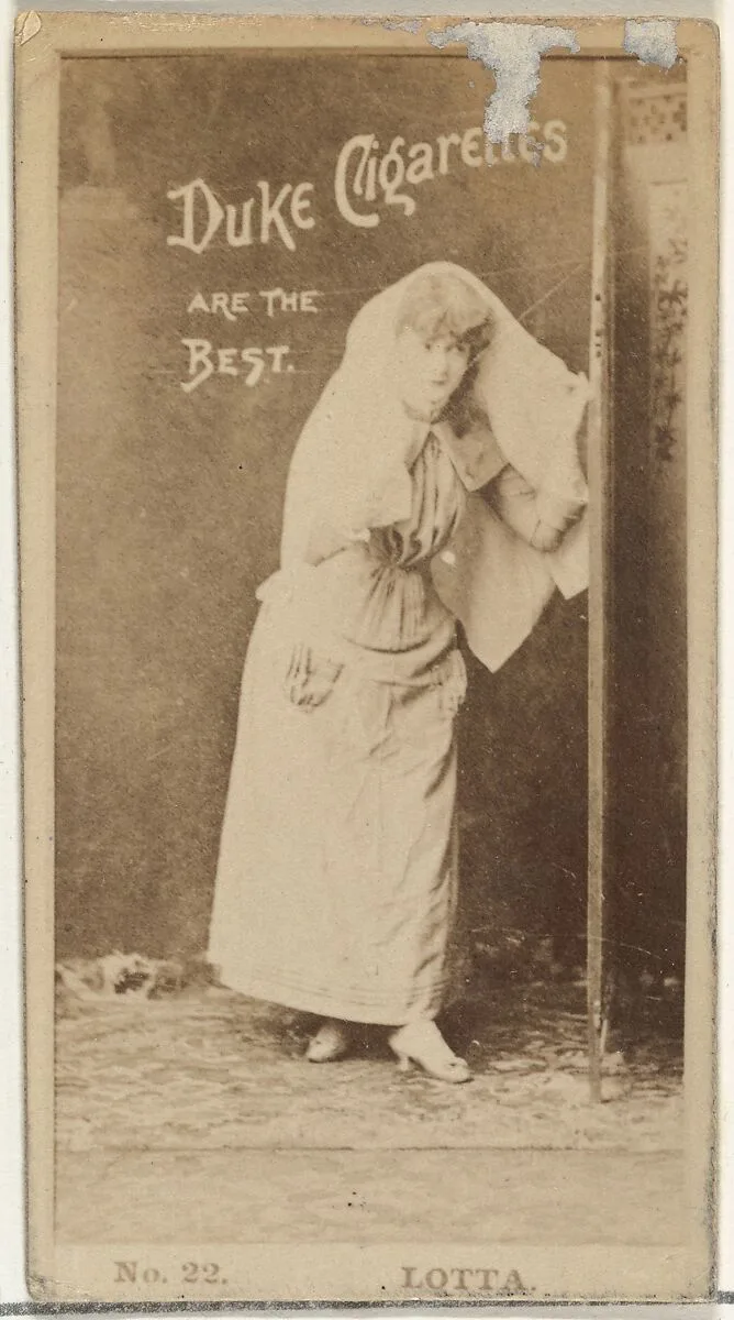 Card Number 22, Lotta, from the Actors and Actresses series (N145-6) issued by Duke Sons & Co. to promote Duke Cigarettes — W. Duke, Sons & Co.