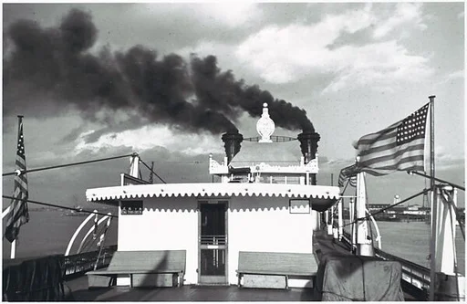 [Deck of River Ferry on Mississippi River, Vicinity New Orleans, Louisiana]