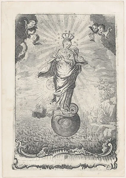 The Virgin of the Immaculate Conception standing on a serpent and a moon — Anonymous