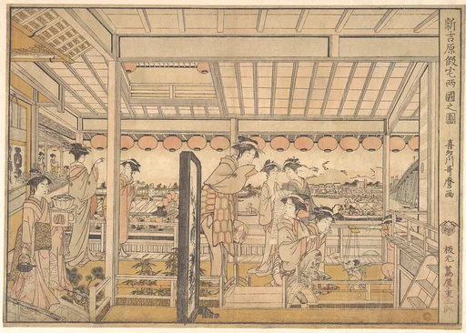 新吉原仮宅両国之図|Picture of the Temporary Lodgings of the New Yoshiwara Pleasure Quarter at Ryōgoku (Shin Yoshiwara Karitaku Ryogoku no zu)