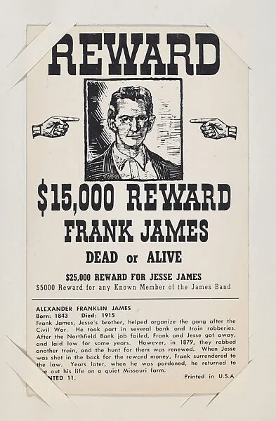 Frank James from "Wanted" Exhibit Cards (W419) — Unknown