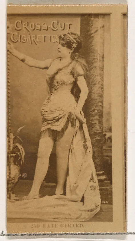 Card Number 250, Kate Gerard, from the Actors and Actresses series (N145-2) issued by Duke Sons & Co. to promote Cross Cut Cigarettes — W. Duke, Sons & Co.