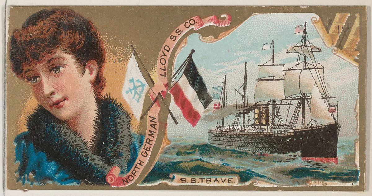 Steamship Trave, North German Lloyd Steamship Company, from the Ocean and River Steamers series (N83) for Duke brand cigarettes — W. Duke, Sons & Co.
